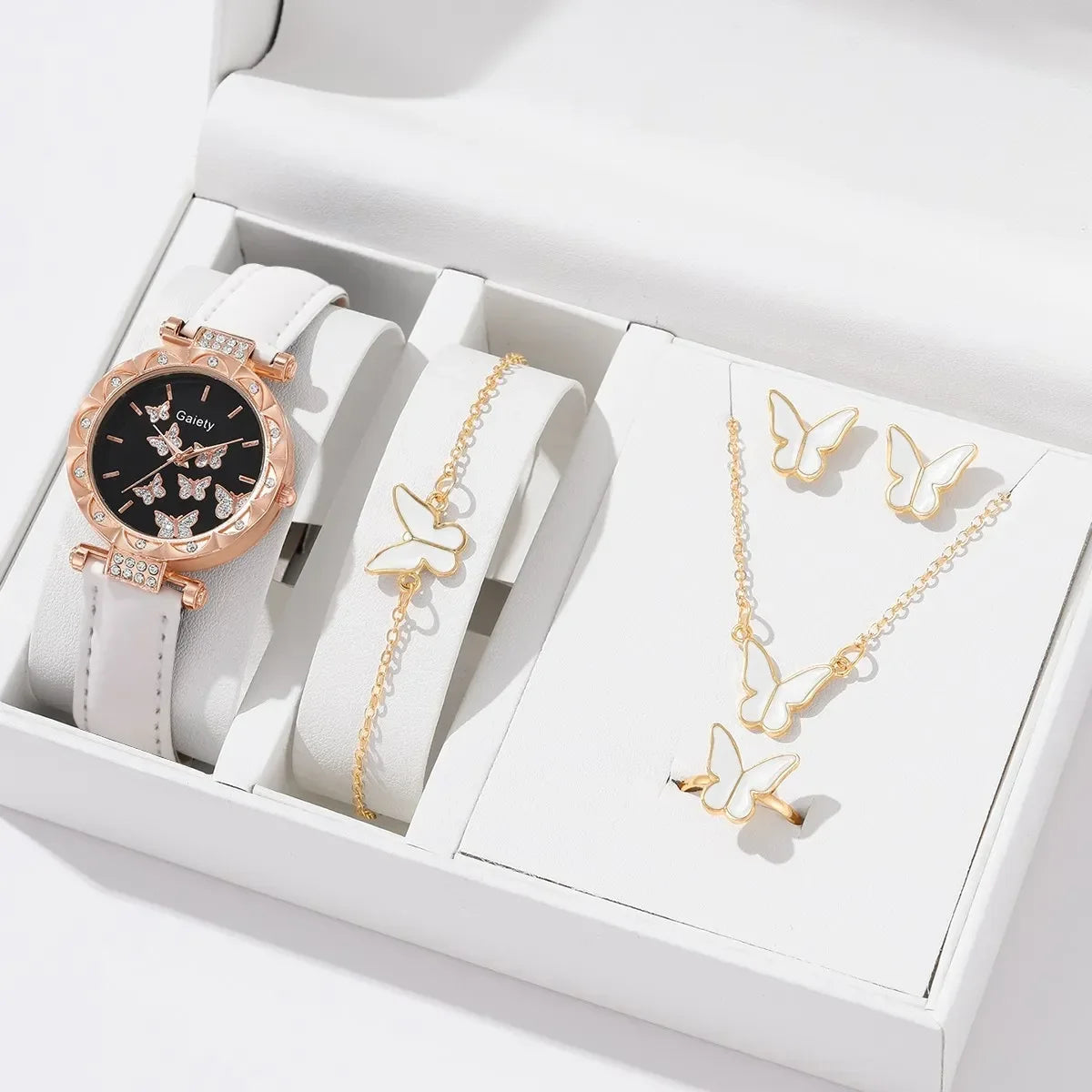 Set Women Watch Ring Necklace Earrings Bracelet