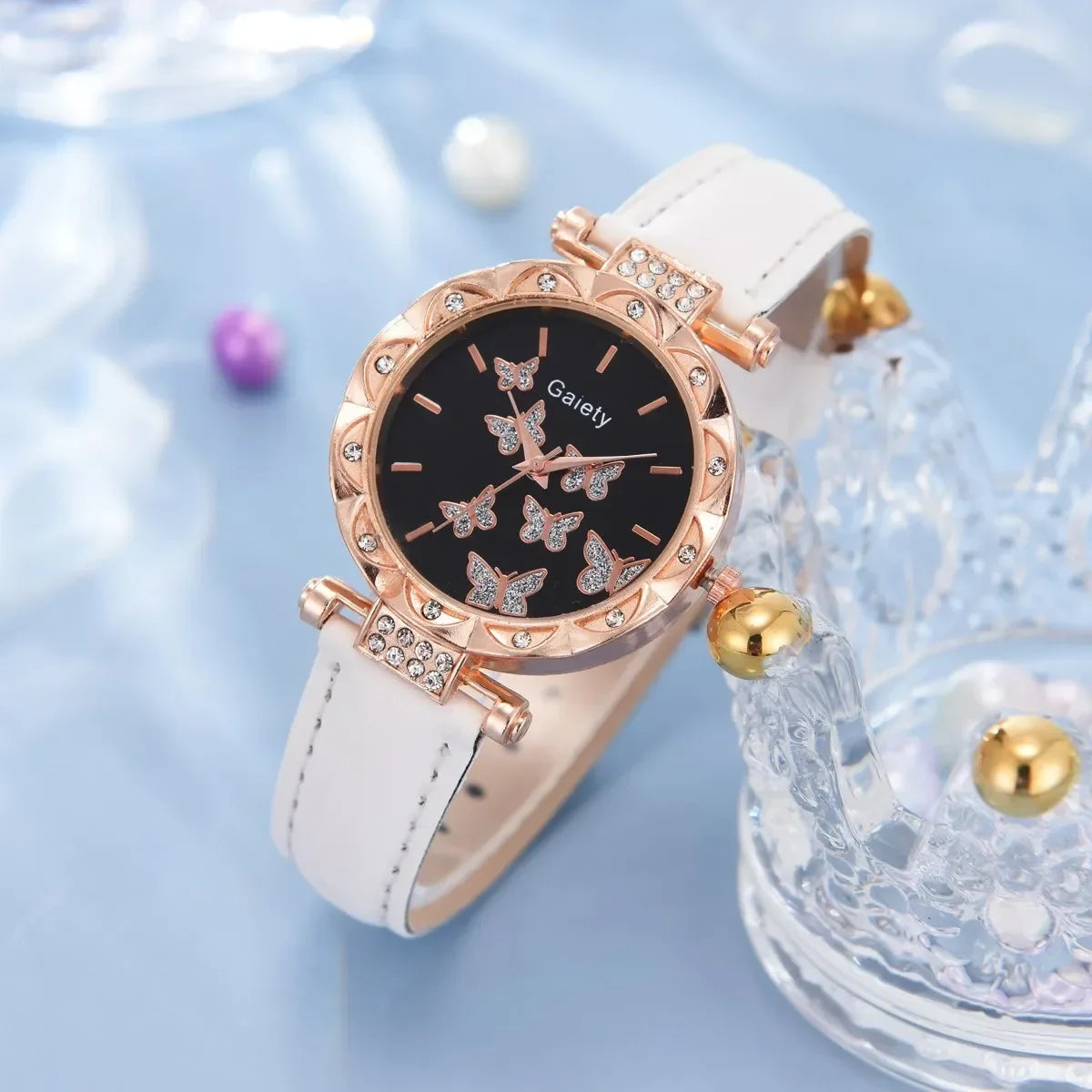 Set Women Watch Ring Necklace Earrings Bracelet