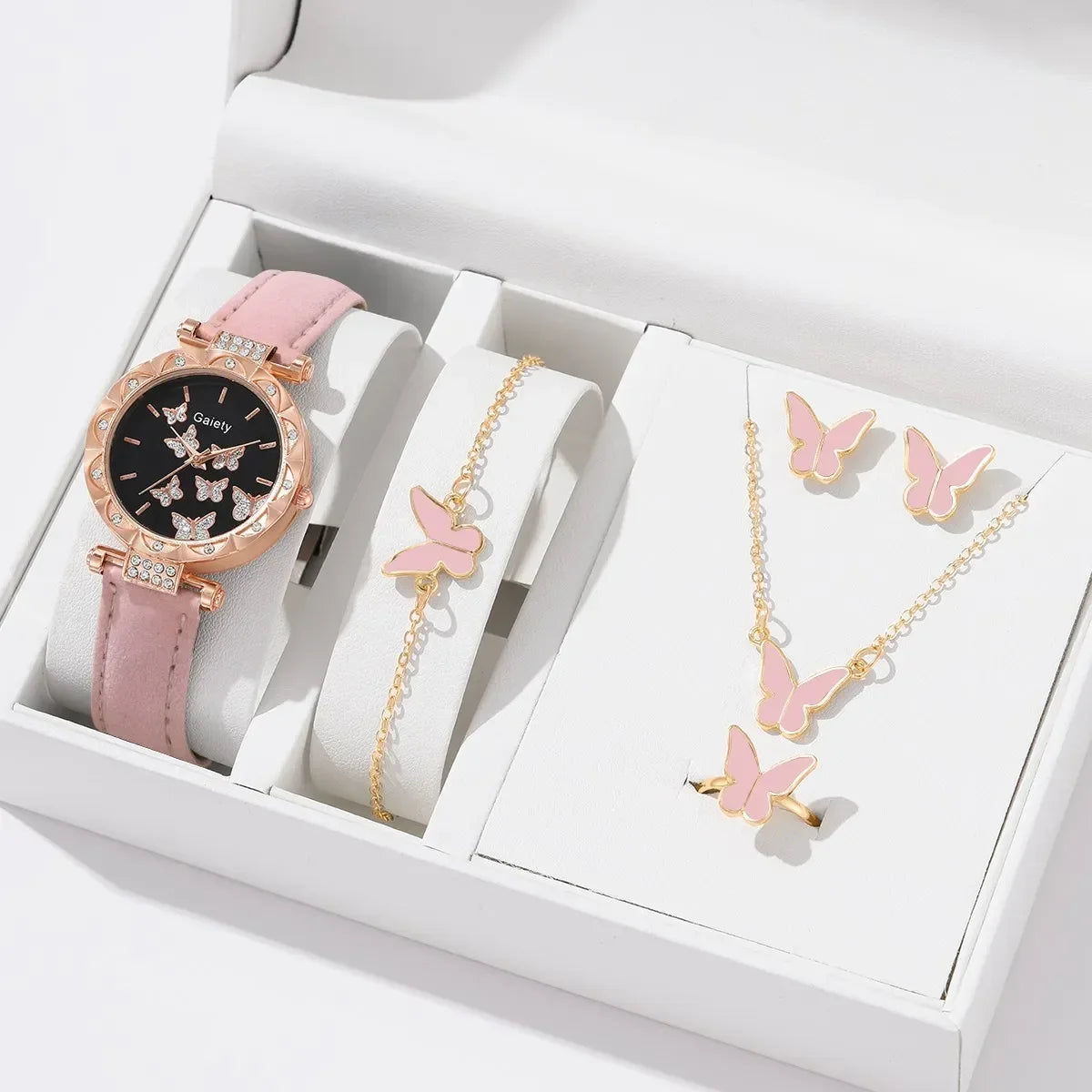 Set Women Watch Ring Necklace Earrings Bracelet