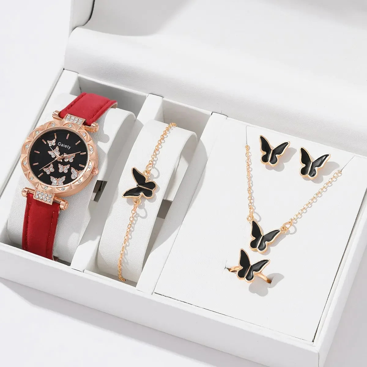 Set Women Watch Ring Necklace Earrings Bracelet