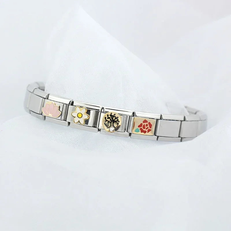 Rose Flower  Stainless  Bracelet